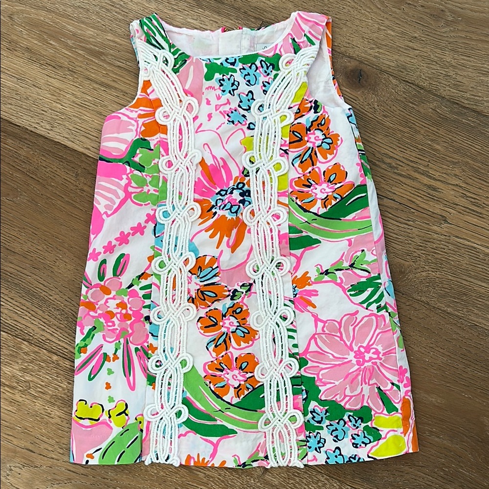 Floral Sleeveless Kids Dress - Pink, Green, Orange